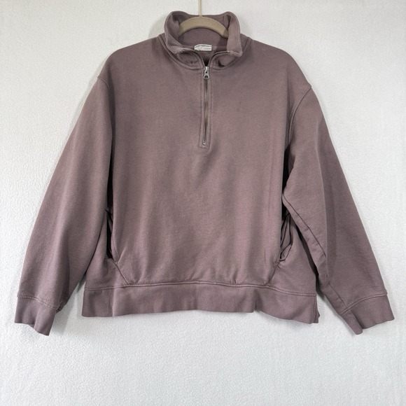 Pact Tops - PACT Sweatshirt Women XL Organic Cotton Quarter 1/4 Zip Relaxed Pullover Pockets